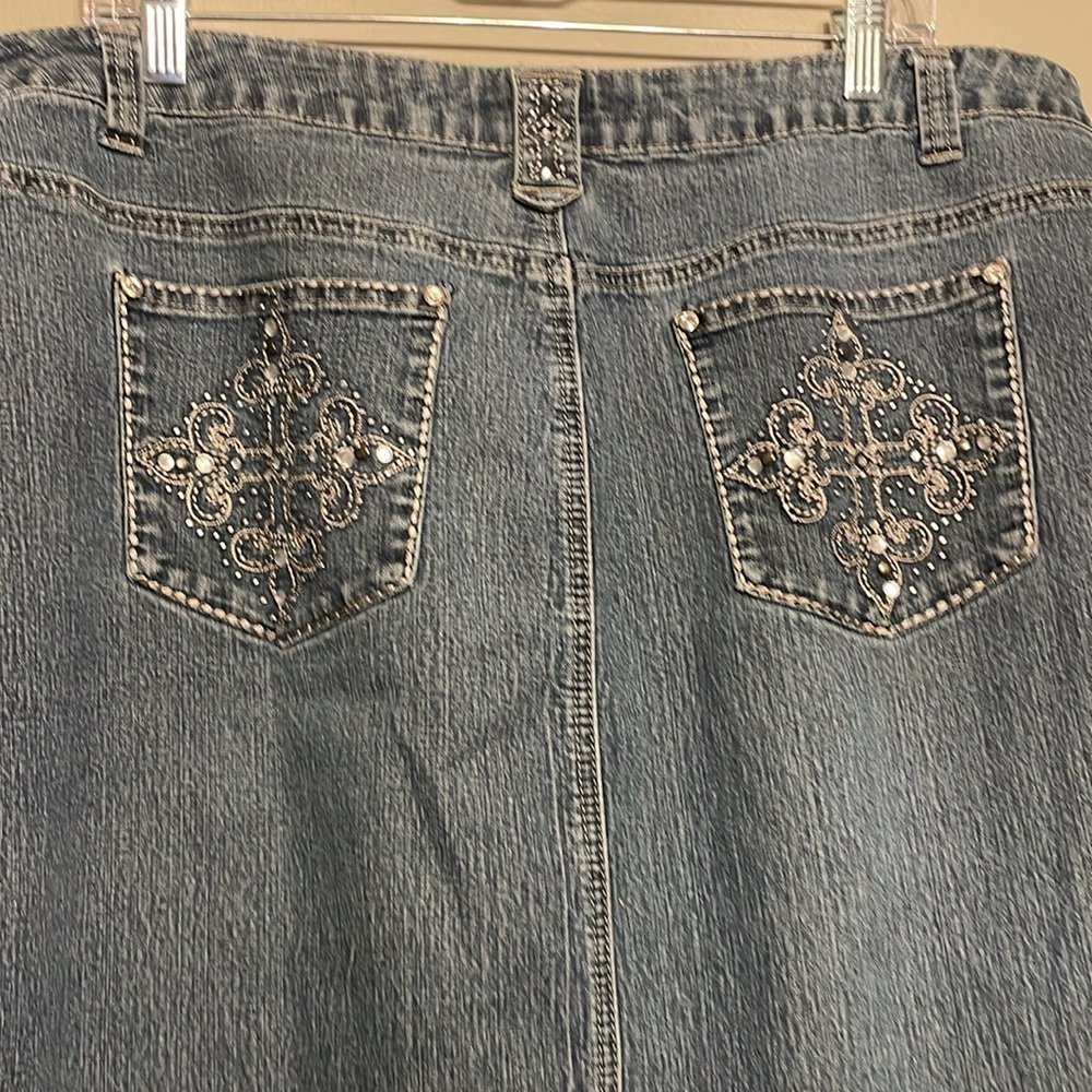 Cato Woman plus denim Skirt with cross designs with split